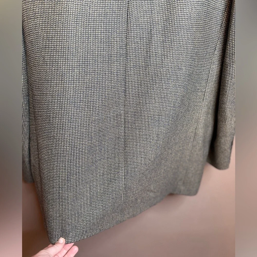 Oscar de la Renta Charcoal Herringbone 100% Wool Blazer Sport Coat 2 Button 44L